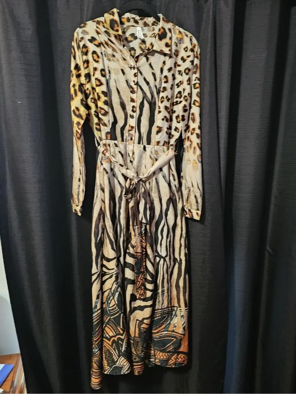 Live 4 Truth Leopard Print Maxi Dress in Tan, Brown & Black M